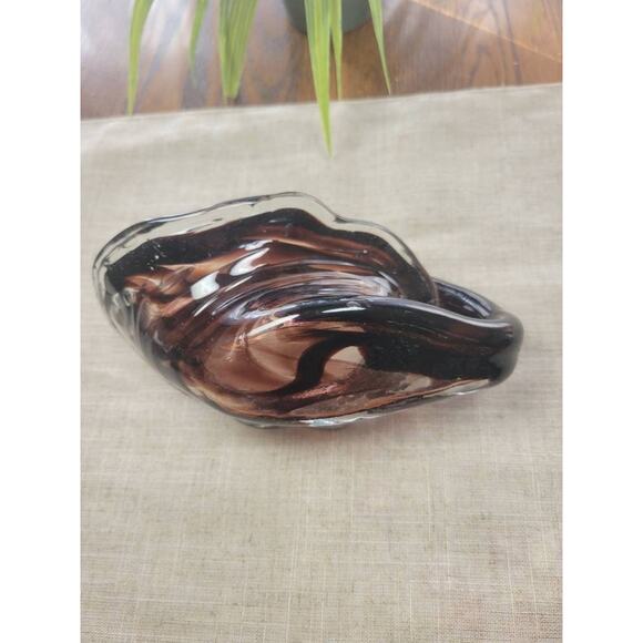 Vintage Cornucopia Basket, Art Glass Murano Style, Candy Dish Hand Blown Bowl - Picture 4 of 5